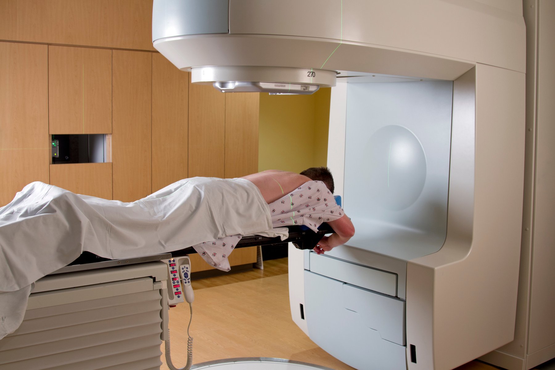 Man Receiving Radiation For Cancer Treatment